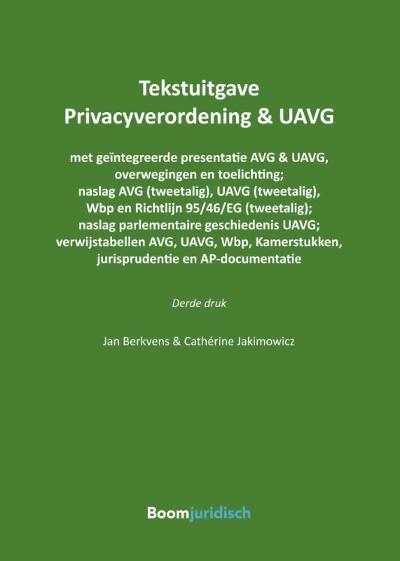 Omslag van Tekstuitgave Privacyverordening & UAVG