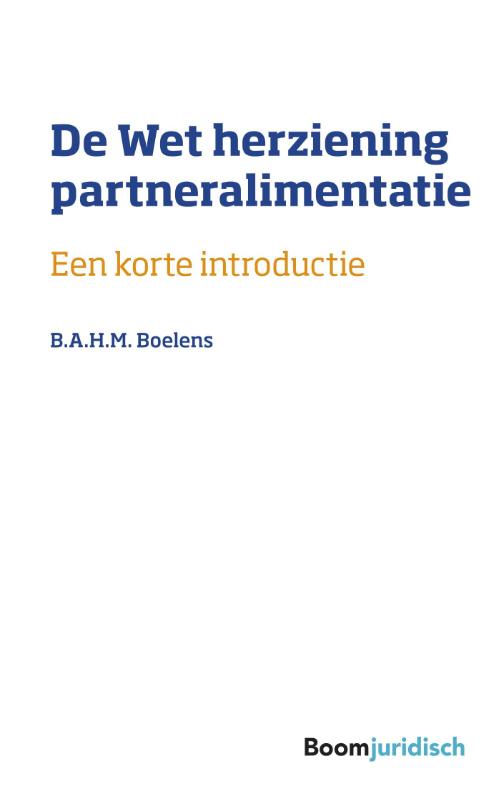 Omslag van De Wet Herziening Partneralimentatie