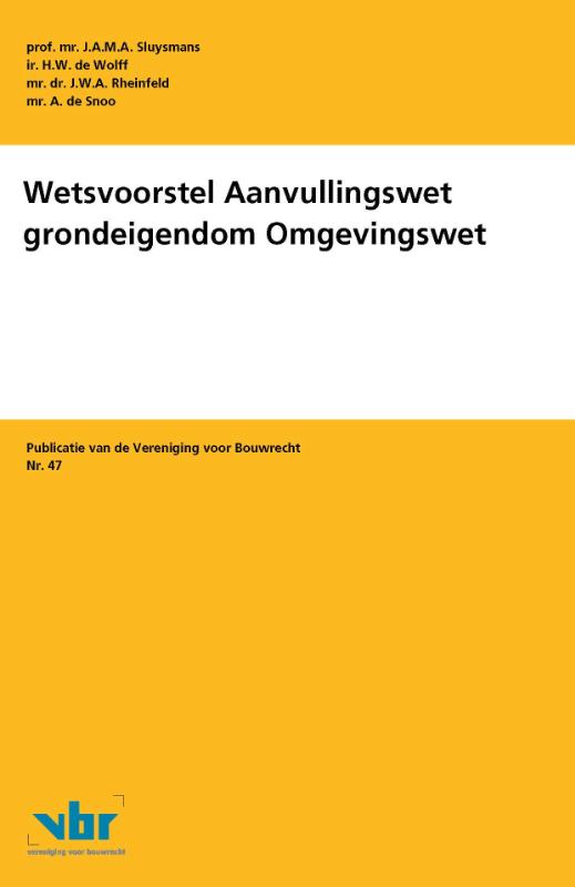 Omslag van Wetsvoorstel Aanvullingswet grondeigendom Omgevingswet