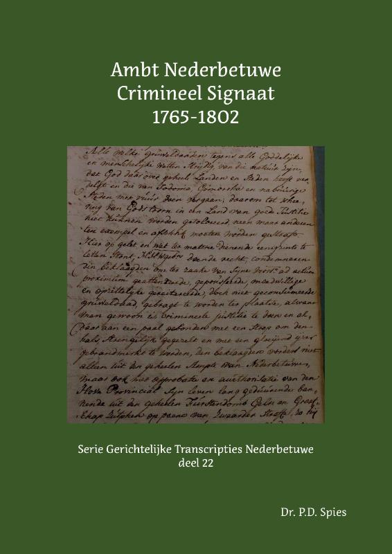 Omslag van Ambt Nederbetuwe Crimineel Signaat 1765-1802