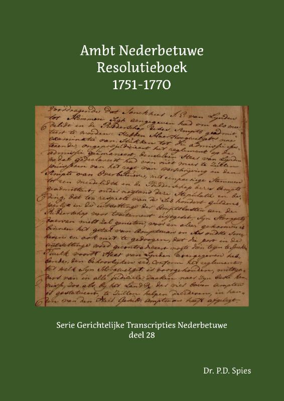 Omslag van Ambt Nederbetuwe Resolutieboek 1751-1770