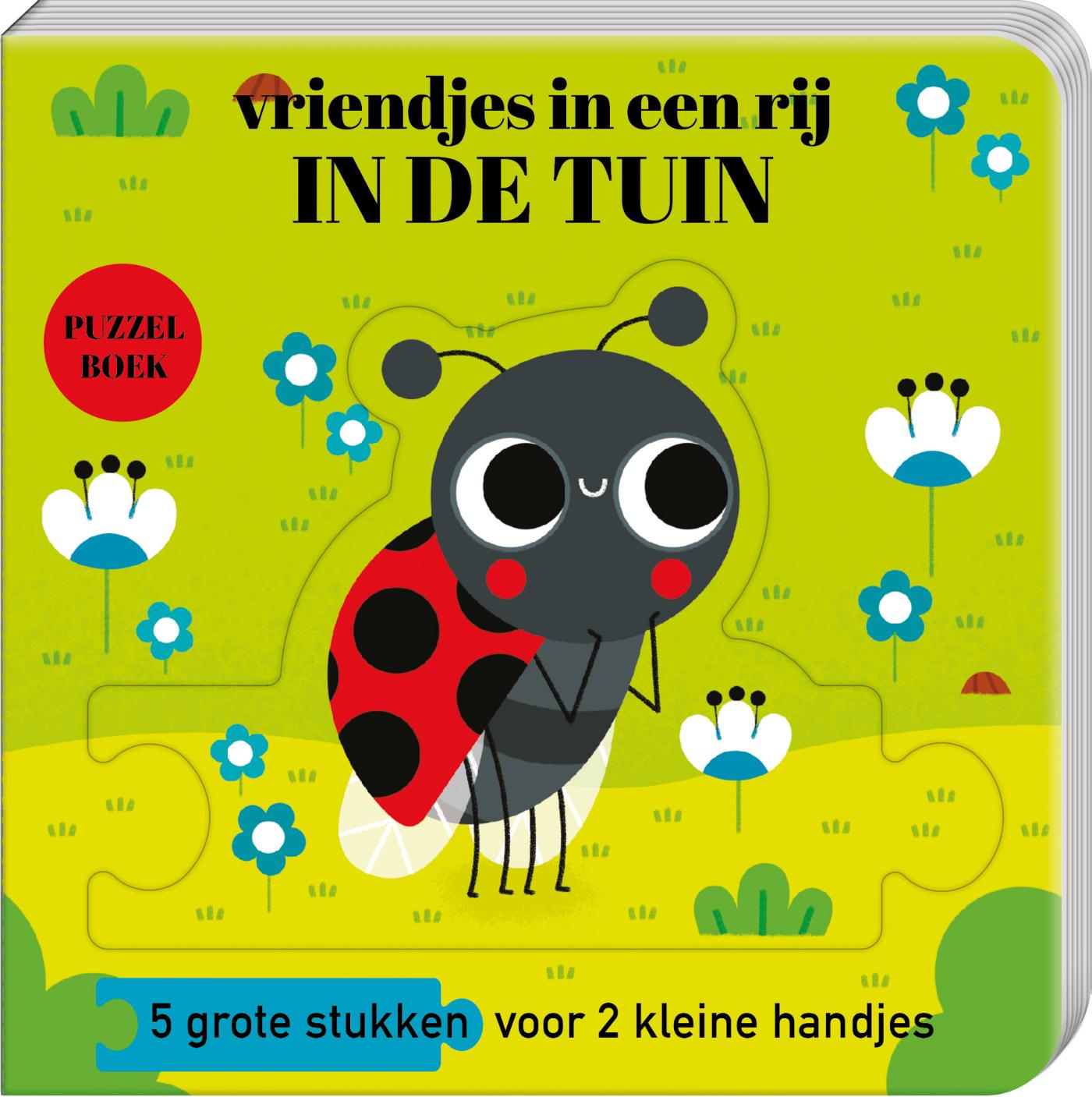 Omslag van Puzzelboek vriendjes in een rij - In de tuin