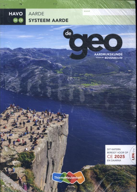 Omslag van De Geo LRN-line (CE 2025 e.v.) online in Learnbeat + boek havo Systeem aarde
