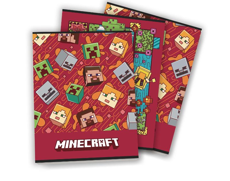 Omslag van Minecraft - Schrift A5 Lijn - set van 5 (3 ex- 2 designs) - 22-23