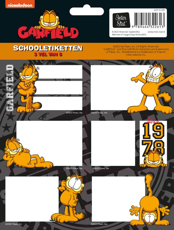 Omslag van Garfield - Etiketten - set van 10 - (3 vellen van 6) 22-23