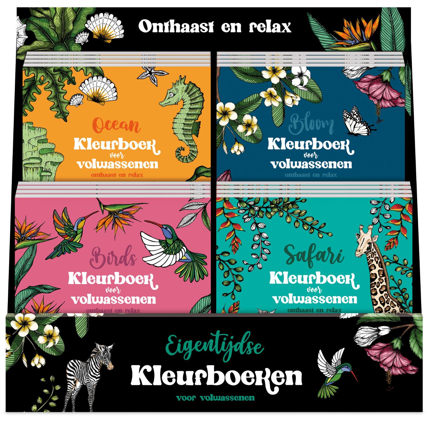 Omslag van Display kleurboeken voor volwassenen 4 x 4 ex.