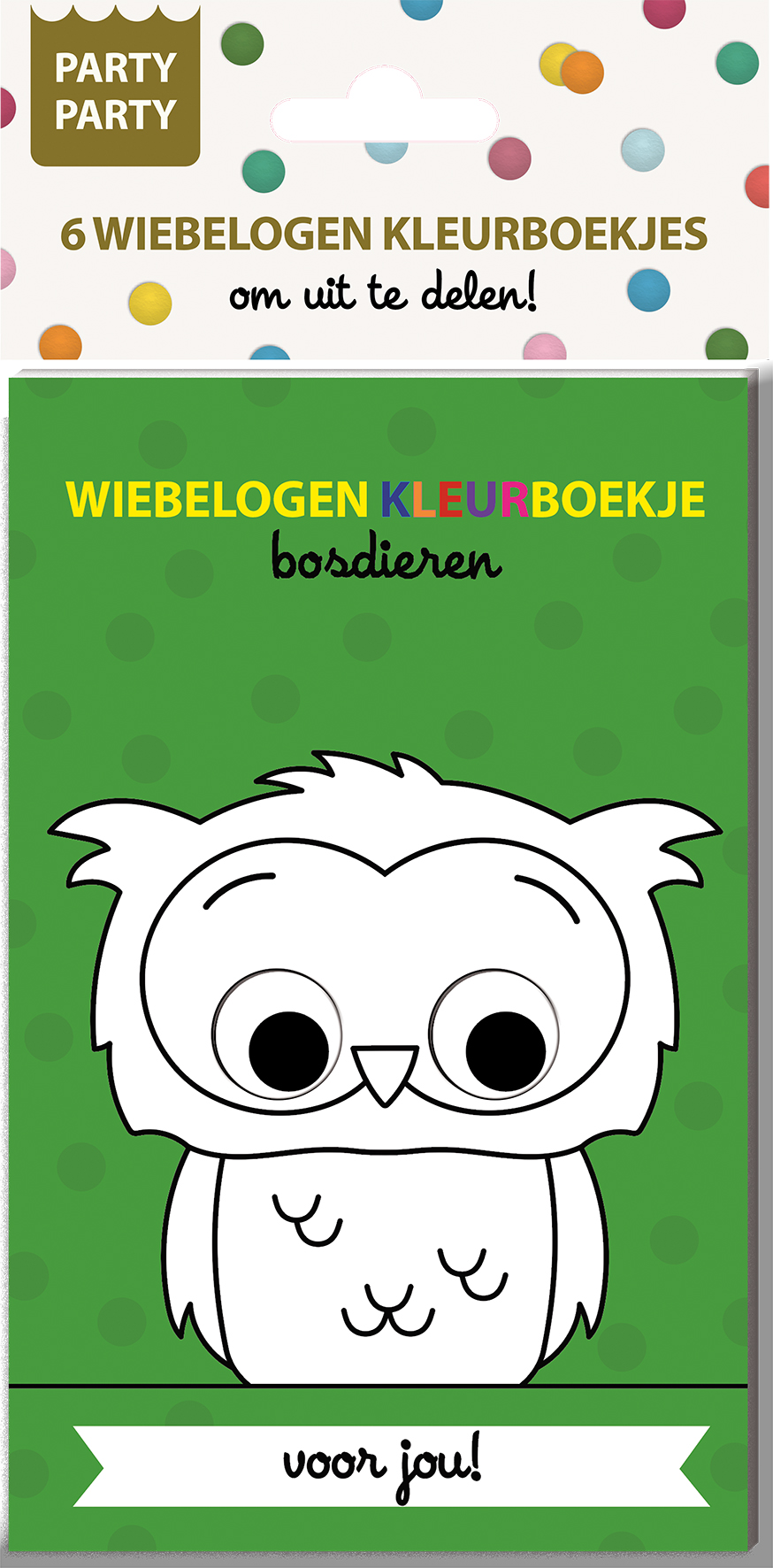 Omslag van Party Party 6 Wiebelogen Kleurboekjes - Bosdieren
