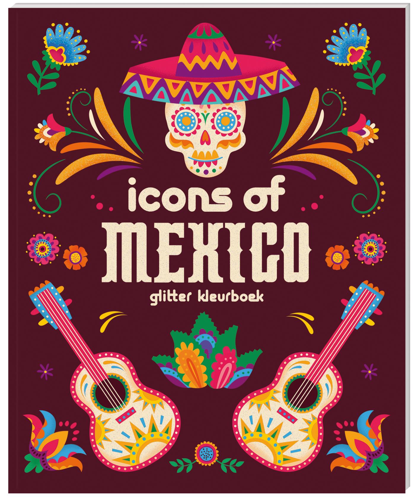 Omslag van Glitter kleurboeken voor volwassenen - Icons of Mexico