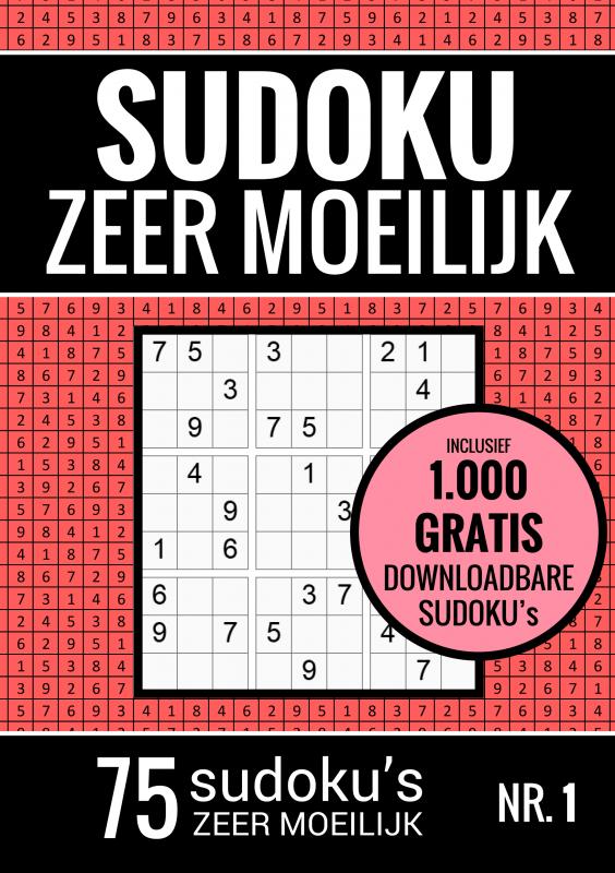 Omslag van Sudoku Zeer Moeilijk - Puzzelboek: 75 Zeer Moeilijke Sudoku Puzzels voor Volwassenen en Ouderen
