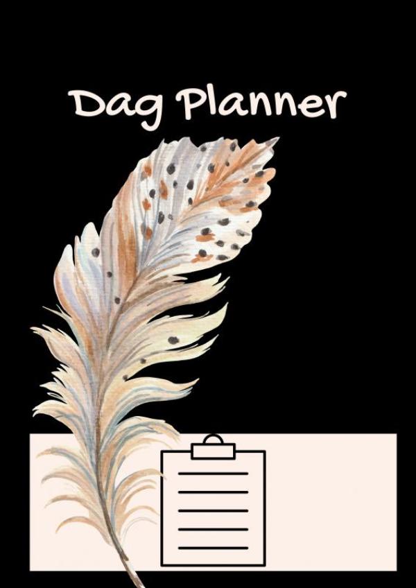 Omslag van Dagplanner - Werkplanner - A4 - Boho - Veer - Zwart - Ongedateerd.