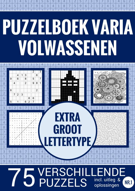 Omslag van Puzzelboek Varia voor Ouderen, Slechtzienden, Senioren, Opa en Oma - Extra Groot, Type XL/XXL