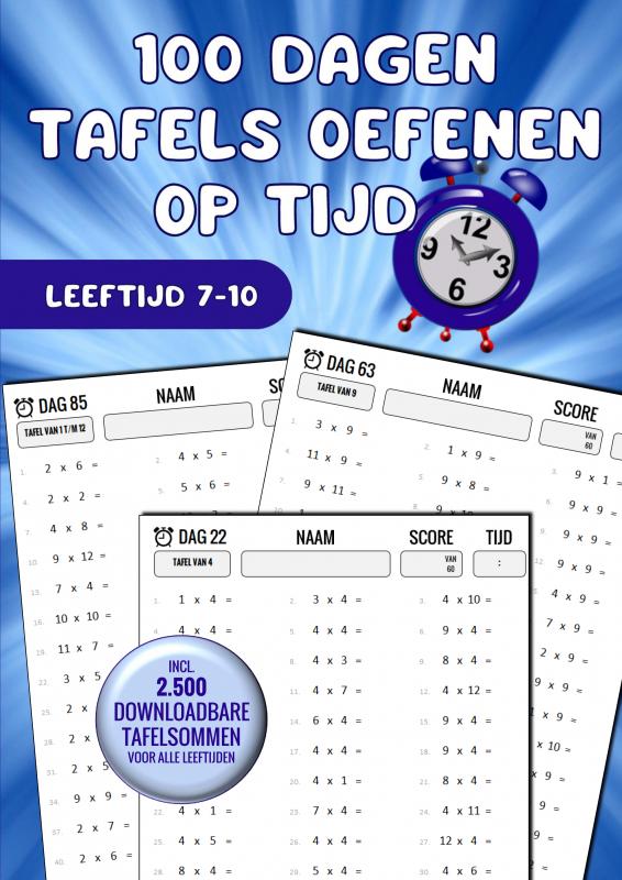 Omslag van Tafels Oefenen: 100 Dagen Tafels Oefenen op Tijd