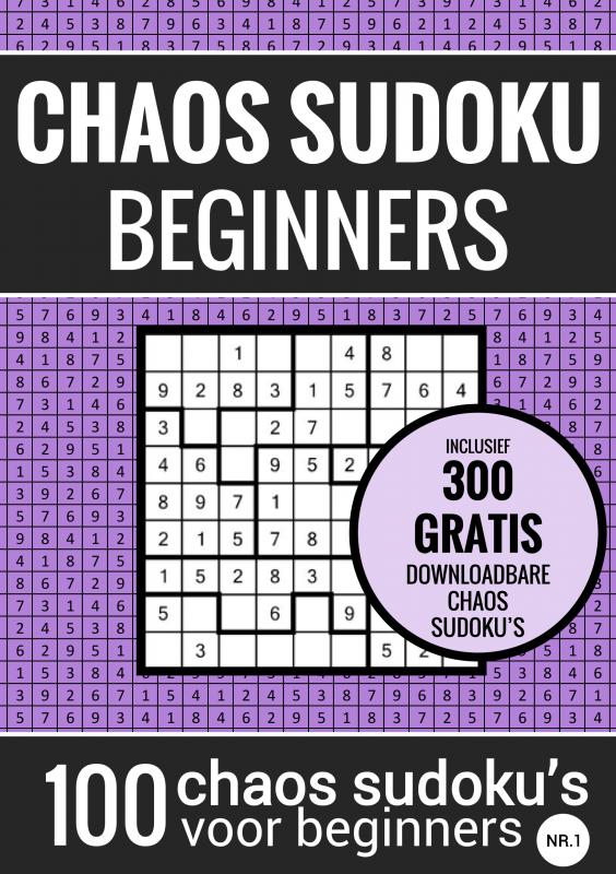 Omslag van Sudoku Makkelijk: CHAOS SUDOKU - nr. 1 - Puzzelboek met 100 Makkelijke Puzzels voor Volwassenen en Ouderen