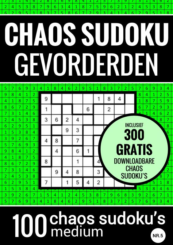 Omslag van Sudoku Medium: CHAOS SUDOKU - nr. 5 - Puzzelboek met 100 Medium Puzzels voor Volwassenen en Ouderen