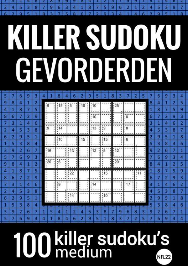 Omslag van KILLER SUDOKU - Medium - NR.22 - Puzzelboek met 100 Puzzels voor Gevorderden