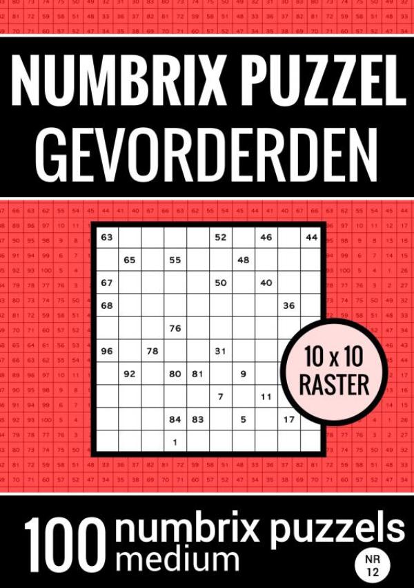 Omslag van Numbrix Puzzel Medium voor Gevorderden - Puzzelboek met 100 Numbrix Puzzels - NR.12