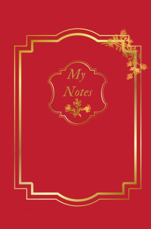 Omslag van Notitieboek - Cadeau voor man - Cadeau voor vrouw - hardcover - Notitieboekje - Schrijfblok - Notebook - Goude - rood- Luxe