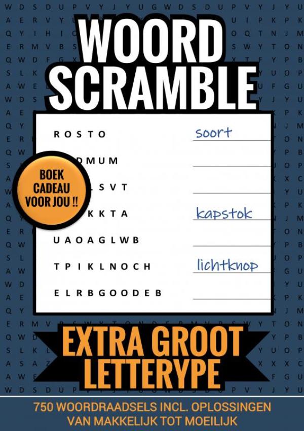Omslag van Boekcadeau voor Jou! - Woord Scramble - Extra Groot Lettertype