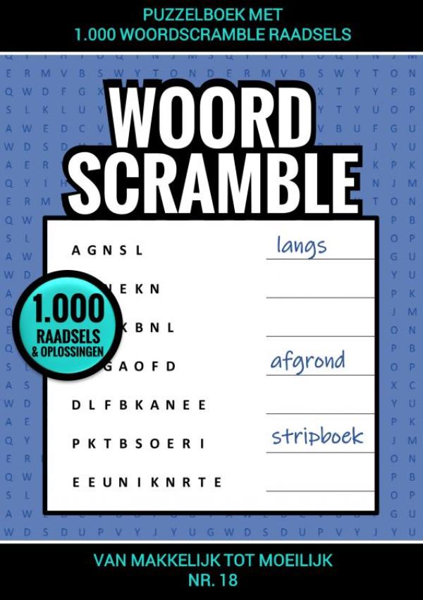 Omslag van Puzzelboek met 1.000 Woord Scramble Raadsels - nr. 18