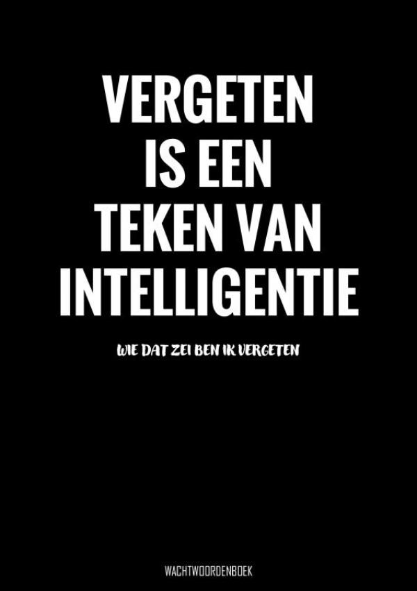 Omslag van Vergeten Is een Teken van Intelligentie - Wachtwoordenboek
