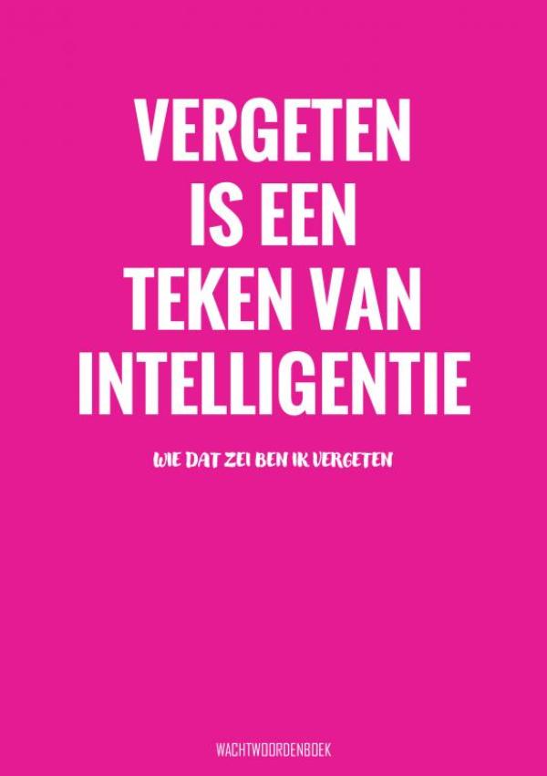 Omslag van Vergeten Is een Teken van Intelligentie - Wachtwoordenboek
