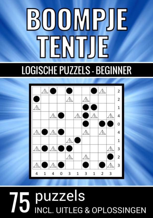 Omslag van Boompje Tentje - Logische Puzzels Beginner - 75 Puzzels, Incl. Uitleg & Oplossingen