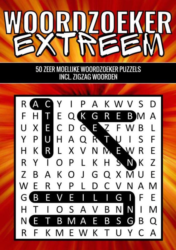 Omslag van Woordzoeker Extreem - 50 Zeer Moeilijke Woordzoeker Puzzels incl. Zigzag Woorden