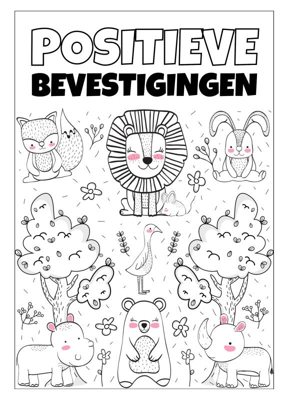 Omslag van Positieve Bevestigingen - Kleurboek - Groep 1,2,3