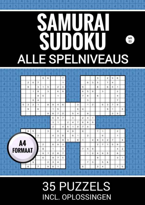 Omslag van Samurai Sudoku - Alle Spelniveaus - 35 Puzzels Incl. Oplossingen - Nr. 53