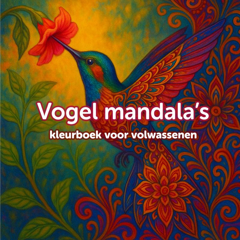 Omslag van Mandala vogel kleurboek voor volwassenen
