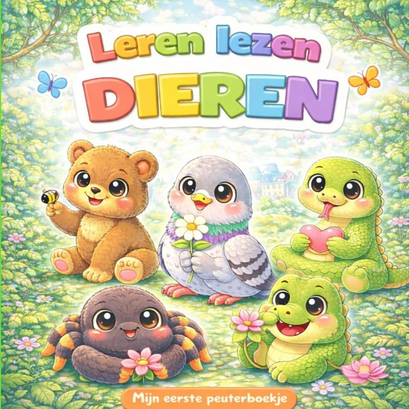 Omslag van peuterboekje, mijn eerste boekje, leren lezen, dieren
