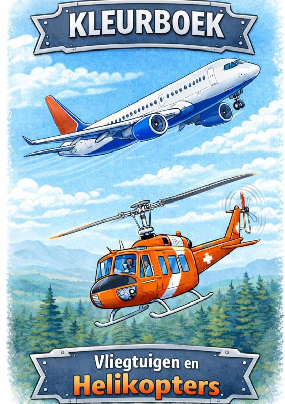 Omslag van Kleurboek, Vliegtuigen & Helikopters.