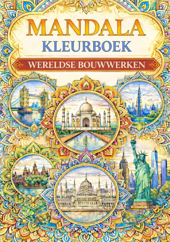 Omslag van Mandala kleurboek, Wereldse bouwwerken
