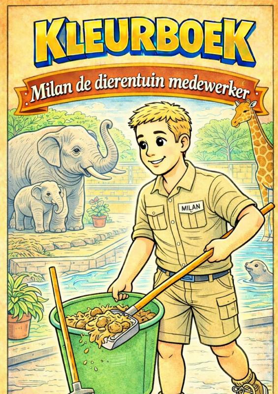 Omslag van Kleurboek, Milan de dierentuin medewerker. (Beroepen serie)
