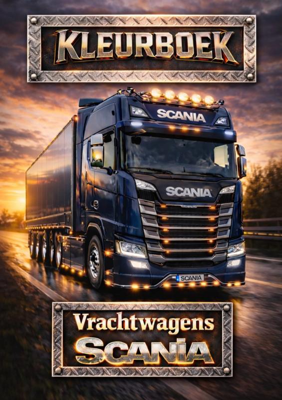 Omslag van Kleurboek, Scania vrachtwagens.