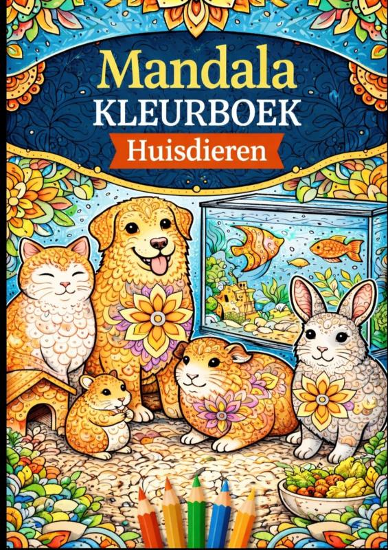 Omslag van Mandala Kleuboek, huisdieren.