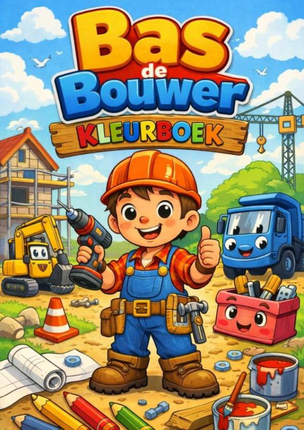 Omslag van Kleurboek, Bas de bouwer.