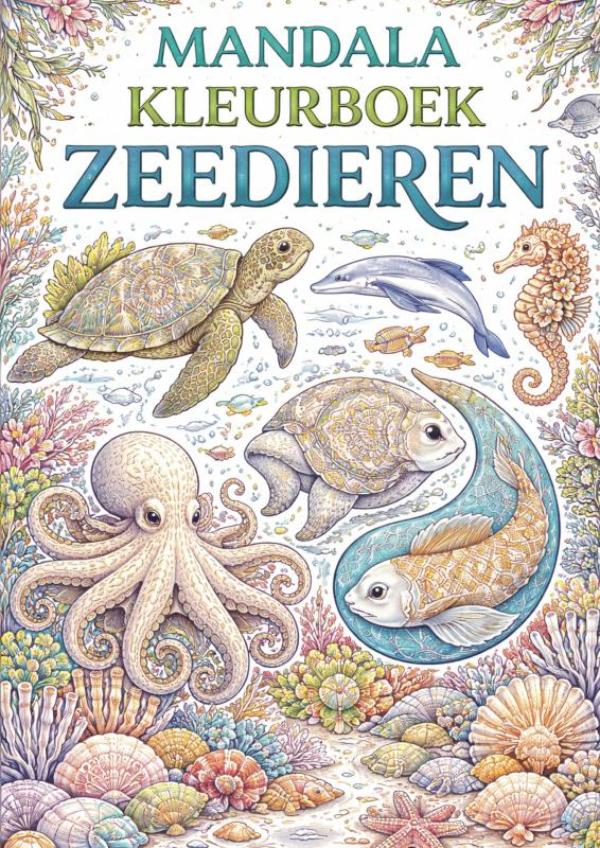 Omslag van Mandala kleurboek - Zeedieren.