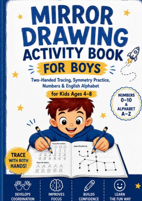 Omslag van Mirror Drawing Activity Book for Boys