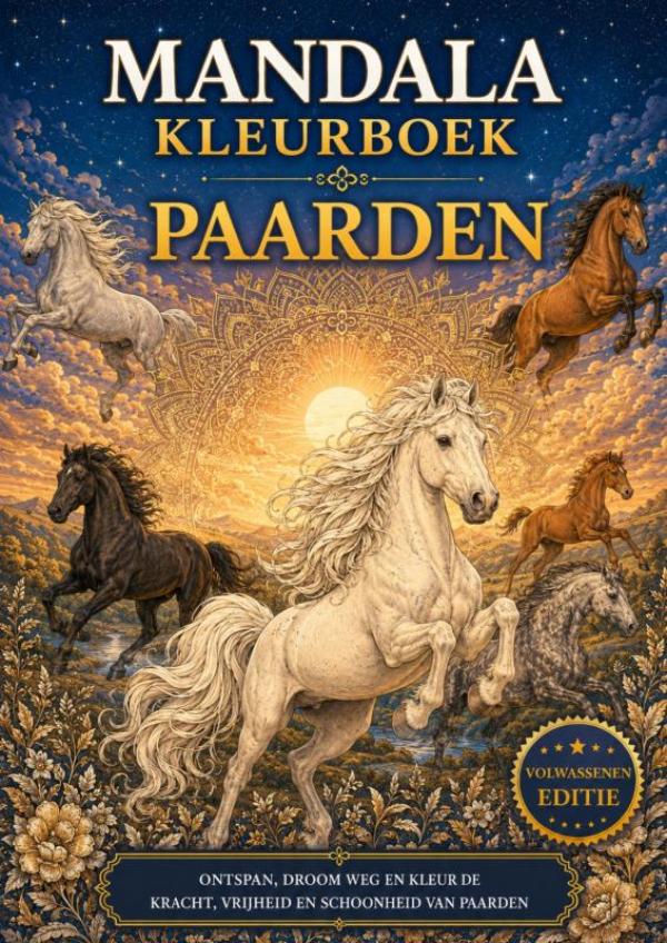 Omslag van Mandala kleurboek - Paarden.