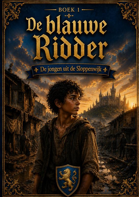 Omslag van Boek 1, De blauwe Ridder - De jongen uit de Sloppenwijk.