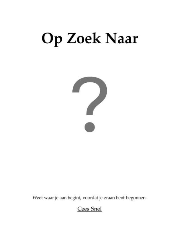 Omslag van Op Zoek Naar