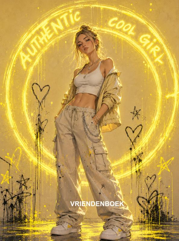Omslag van Authentic cool girl - VRIENDENBOEK (Nederlands) - geel