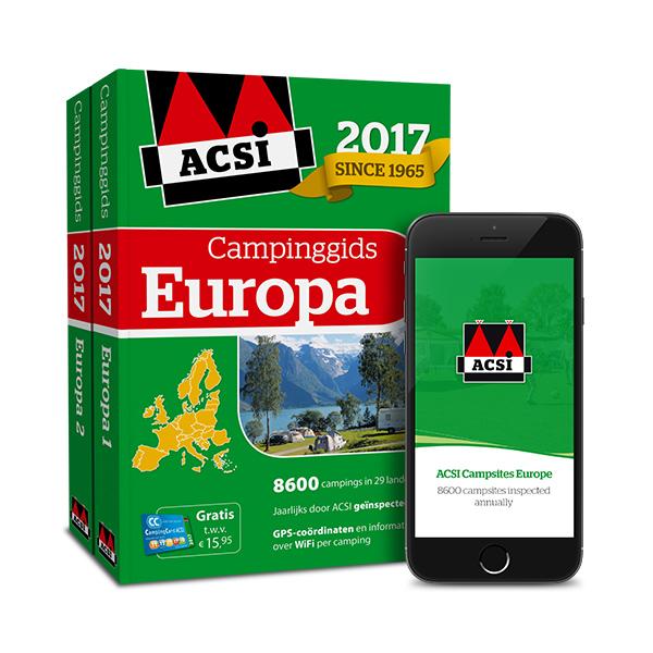 Omslag van ACSI Campinggids Europa 2017 + app