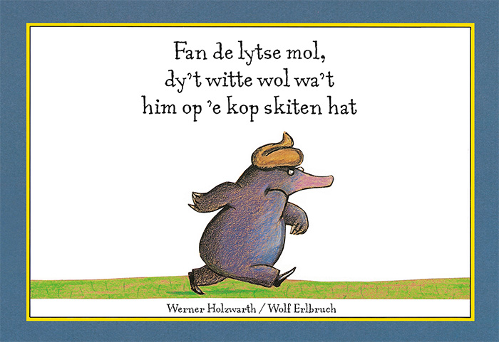 Omslag van Fan de lytse mol, dy't witte wol wa't him op 'e kop skiten hat