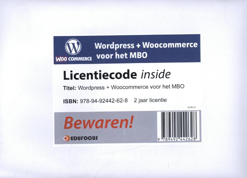 Omslag van WordPress + WooCommerce voor het MBO - 2 jaar licentie
