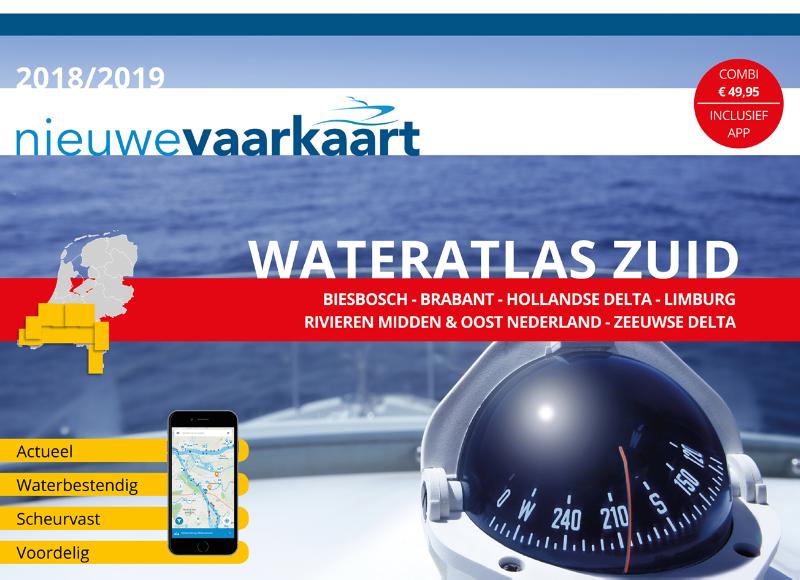 Omslag van Waterkaart Nederland Zuid - 2018 - wateratlas - Nieuwe Vaarkaart