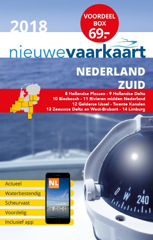 Omslag van Waterkaart Nederland Zuid - 2018 - voordeelbox - Nieuwe Vaarkaart