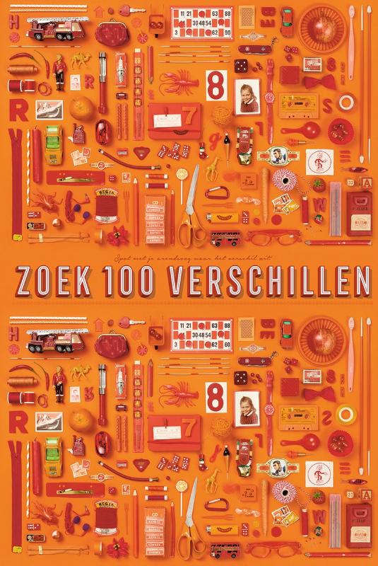 Omslag van Stratier XL Spelposter - Zoek 100 verschillen (ORANJE)