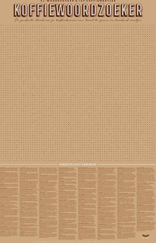 Omslag van Stratier XL Spelposter - Koffiewoordzoeker - 100 weetjes